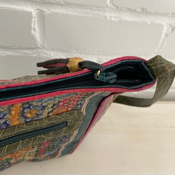 Womens Classic Vintage 1990 Sharif Multi-Colored Jewel Tone Shoulder Strap Purse - Picture 10 of 15